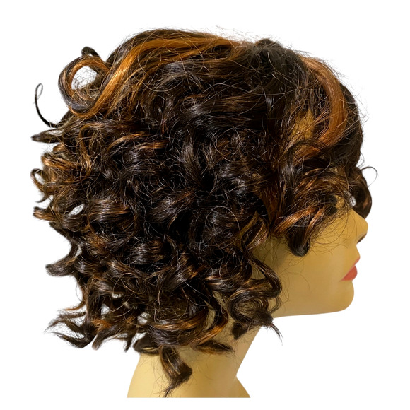 Soft Curls Wig Synthetic Hair Dark Brown Black Copper Women Teens Avg Size NWT - Picture 6 of 12